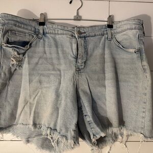 Light Distressed Denim Shorts